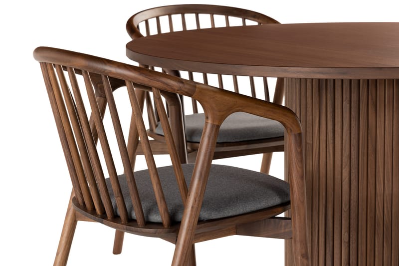 Noira Ruokaryhmä 120 cm Pyöreä Ruokapöytä 4 Noira Tuolia - Pähkinä - Huonekalut - Pöytä & ruokailuryhmä - Ruokailuryhmä