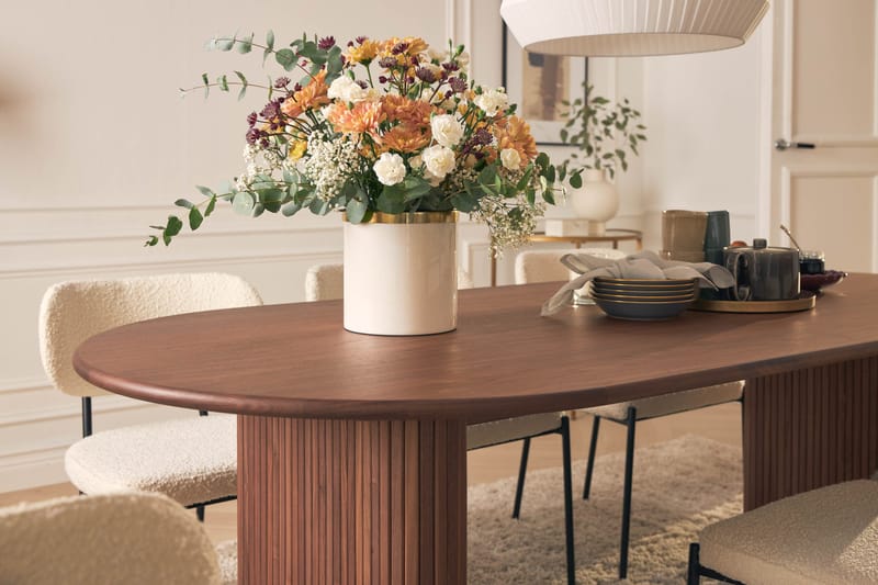 Noira Soikea Ruokapöytä 220 cm Pähkinä 6 Gemmiano Ruokatuolia - Ruskea/Pähkinä - Huonekalut - Pöytä & ruokailuryhmä - Ruokailuryhmä