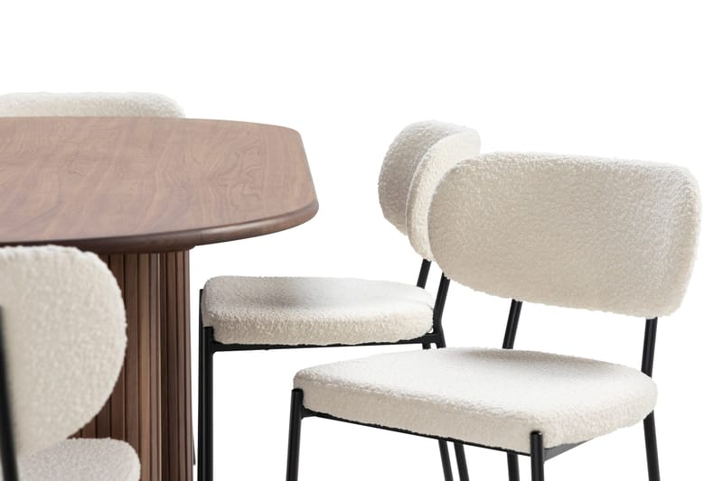 Noira Soikea Ruokapöytä 220 cm Pähkinä 6 Gemmiano Ruokatuolia - Ruskea/Pähkinä - Huonekalut - Pöytä & ruokailuryhmä - Ruokailuryhmä