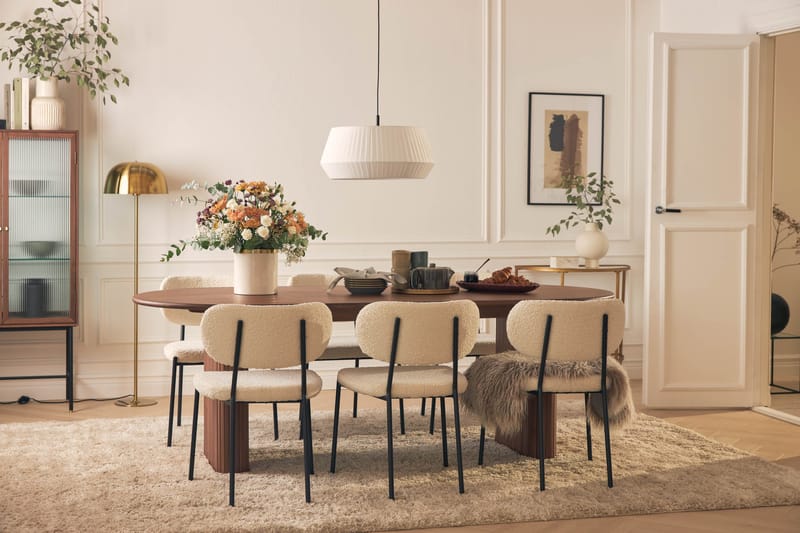 Noira Soikea Ruokapöytä 220 cm Pähkinä 6 Gemmiano Ruokatuolia - Ruskea/Pähkinä - Huonekalut - Pöytä & ruokailuryhmä - Ruokailuryhmä