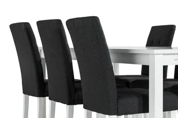 Ruokailuryhmä Octavia 180 cm Jatkettava 6 Leo tuolia - Valkoinen/Tummanharmaa - Huonekalut - Pöytä & ruokailuryhmä - Ruokailuryhmä