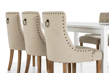 Ruokailuryhmä Octavia 180 cm Jatkettava 6 Ophelia tuolia - Beige/Vintage jalka - Huonekalut - Pöytä & ruokailuryhmä - Ruokailuryhmä