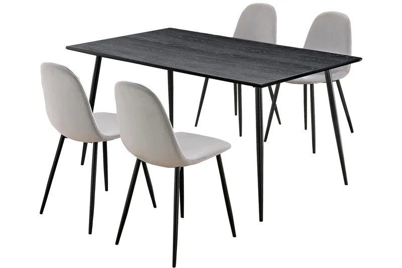 Oktoos-ruokailuryhmä 160 cm, Harmaa/Musta