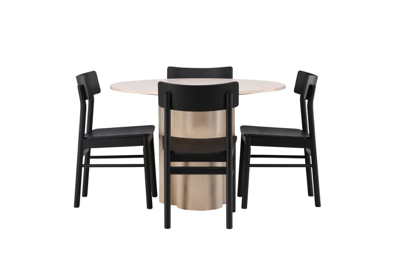 Ruokailuryhmä Olivia 110 cm Pyöreä 4 Montros Tuolia, Whitewash