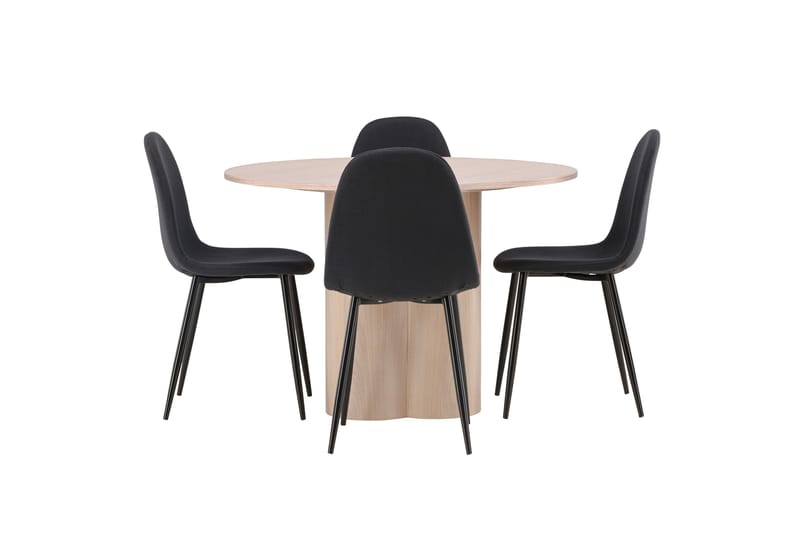 Ruokailuryhmä Olivia 110 cm Pyöreä 4 Polar Tuolia - Whitewash - Huonekalut - Pöytä & ruokailuryhmä - Ruokailuryhmä