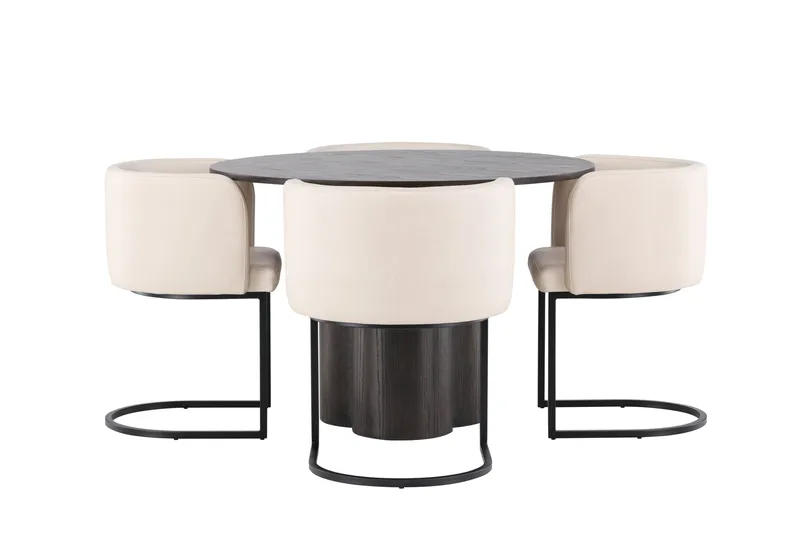 Ruokailuryhmä Olivia 110 cm Pyöreä 4 Simrishamn Tuolia, Beige
