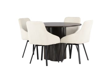 Ruokailuryhmä Olivia 110 cm Pyöreä 4 Rosie Tuolia - Beige - Huonekalut - Pöytä & ruokailuryhmä - Ruokailuryhmä