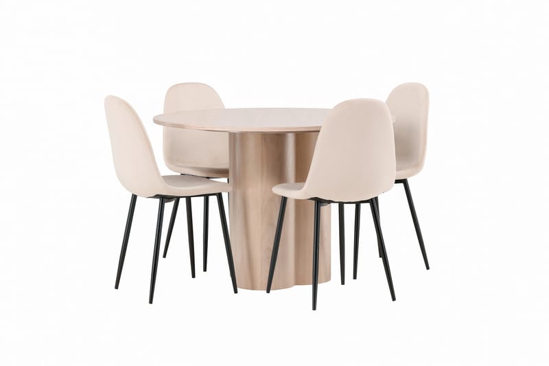 Ruokailuryhmä Olivia 110 cm Pyöreä 4 Polar Tuolia - Whitewash - Huonekalut - Pöytä & ruokailuryhmä - Ruokailuryhmä