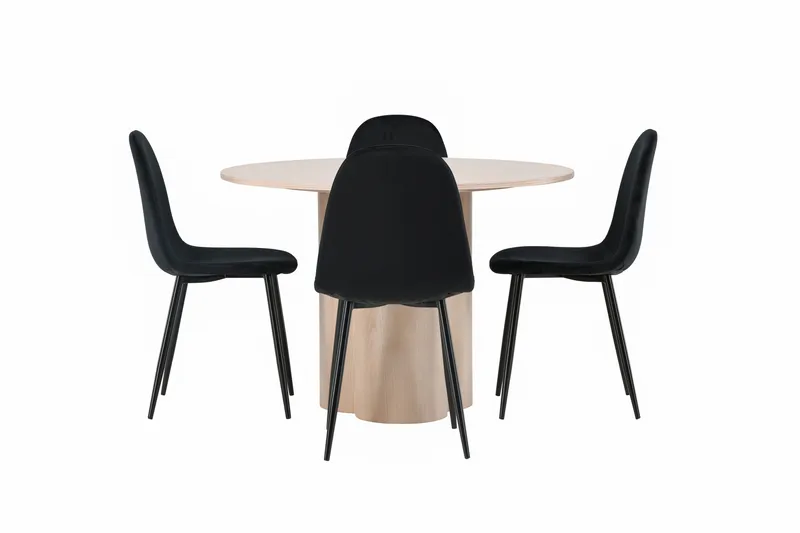 Ruokailuryhmä Olivia 110 cm Pyöreä 4 Polar Tuolia, Whitewash