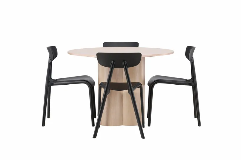 Ruokailuryhmä Olivia 110 cm Pyöreä 4 Ursholmen Tuolia - Whitewash - Huonekalut - Pöytä & ruokailuryhmä - Ruokailuryhmä