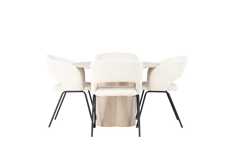 Ruokailuryhmä Olivia 110 cm Pyöreä 4 Day Tuolia, Whitewash