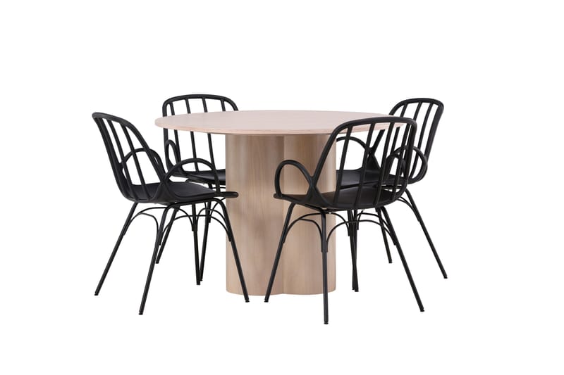 Ruokailuryhmä Olivia 110 cm Pyöreä 4 Dyrön Tuolia - Whitewash - Huonekalut - Pöytä & ruokailuryhmä - Ruokailuryhmä