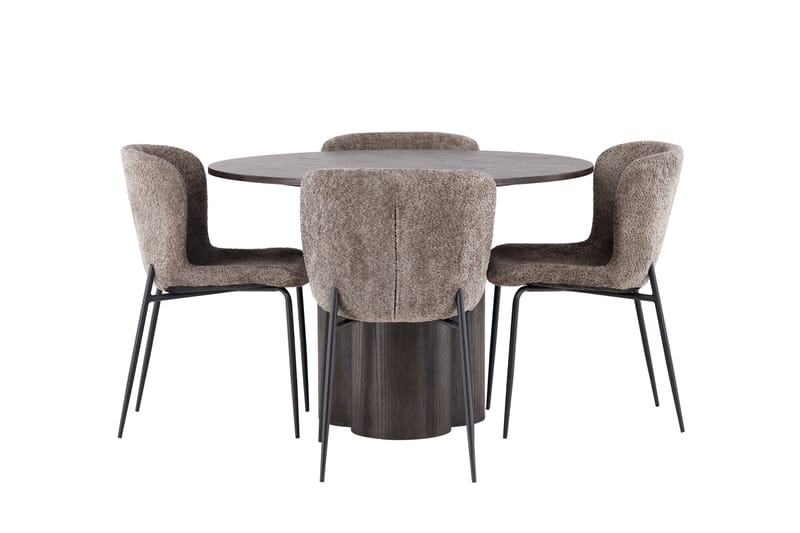 Ruokailuryhmä Olivia 110 cm Pyöreä 4 Modesto Tuolia, Beige