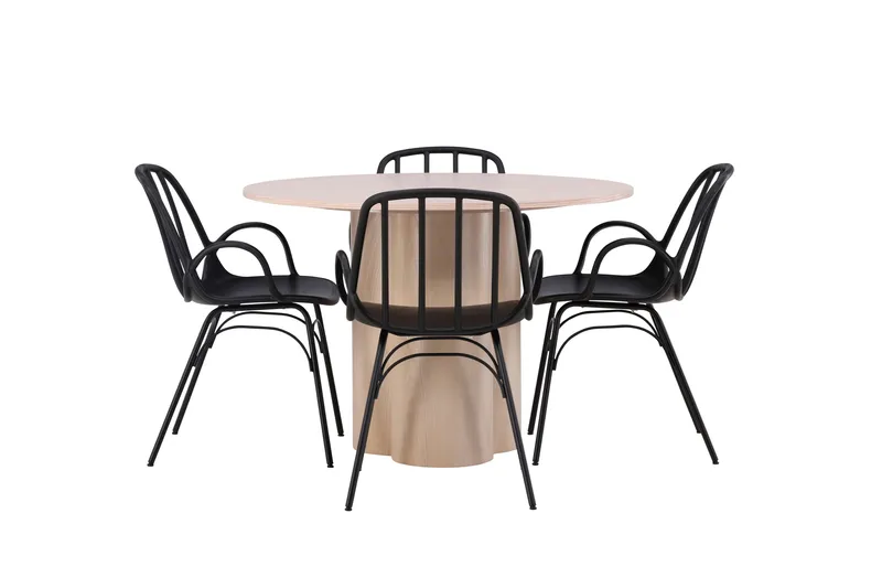 Ruokailuryhmä Olivia 110 cm Pyöreä 4 Dyrön Tuolia, Whitewash