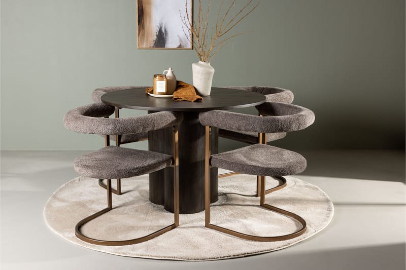 Ruokailuryhmä Olivia 110 cm Pyöreä 4 Morning Tuolia - Ruskea - Huonekalut - Pöytä & ruokailuryhmä - Ruokailuryhmä