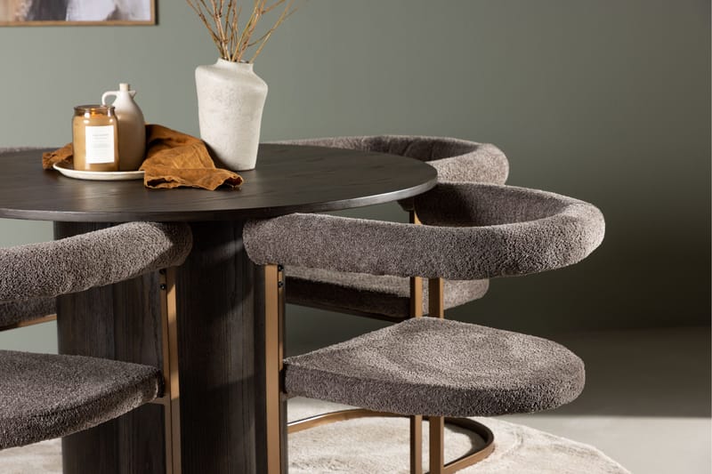 Ruokailuryhmä Olivia 110 cm Pyöreä 4 Morning Tuolia - Ruskea - Huonekalut - Pöytä & ruokailuryhmä - Ruokailuryhmä