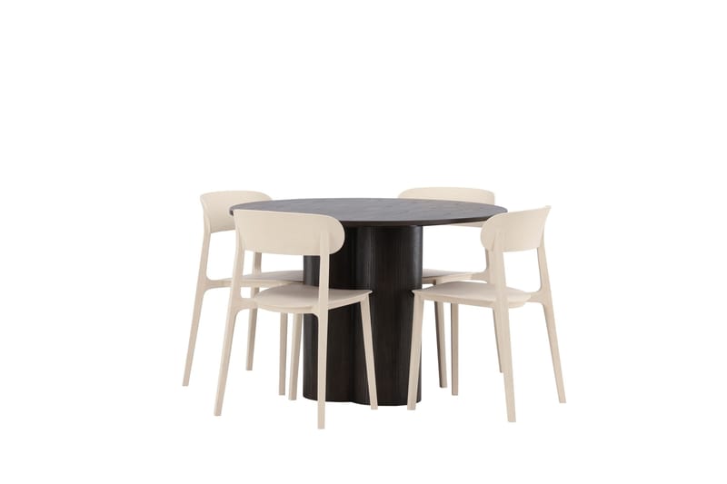 Ruokailuryhmä Olivia 110 cm Pyöreä 4 Åstol Tuolia - Beige - Huonekalut - Pöytä & ruokailuryhmä - Ruokailuryhmä