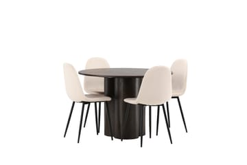 Ruokailuryhmä Olivia 110 cm Pyöreä 4 Post Tuolia - Beige - Huonekalut - Pöytä & ruokailuryhmä - Ruokailuryhmä