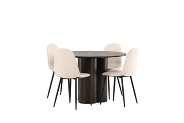 Ruokailuryhmä Olivia 110 cm Pyöreä 4 Post Tuolia - Beige - Huonekalut - Pöytä & ruokailuryhmä - Ruokailuryhmä