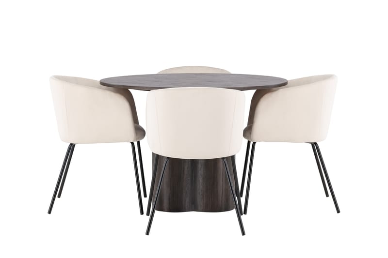 Ruokailuryhmä Olivia 110 cm Pyöreä 4 Berit Tuolia - Beige - Huonekalut - Pöytä & ruokailuryhmä - Ruokailuryhmä