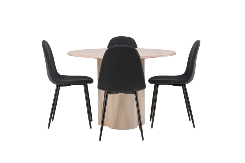 Ruokailuryhmä Olivia 110 cm Pyöreä 4 Polar Tuolia, Whitewash