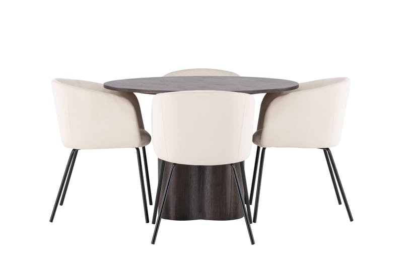 Ruokailuryhmä Olivia 110 cm Pyöreä 4 Berit Tuolia - Beige - Huonekalut - Pöytä & ruokailuryhmä - Ruokailuryhmä