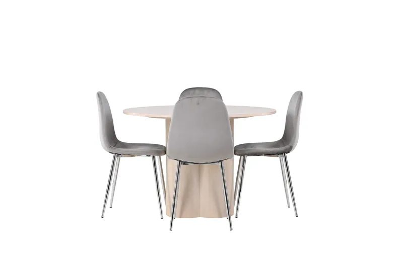 Ruokailuryhmä Olivia 110 cm Pyöreä 4 Eva Tuolia, Whitewash