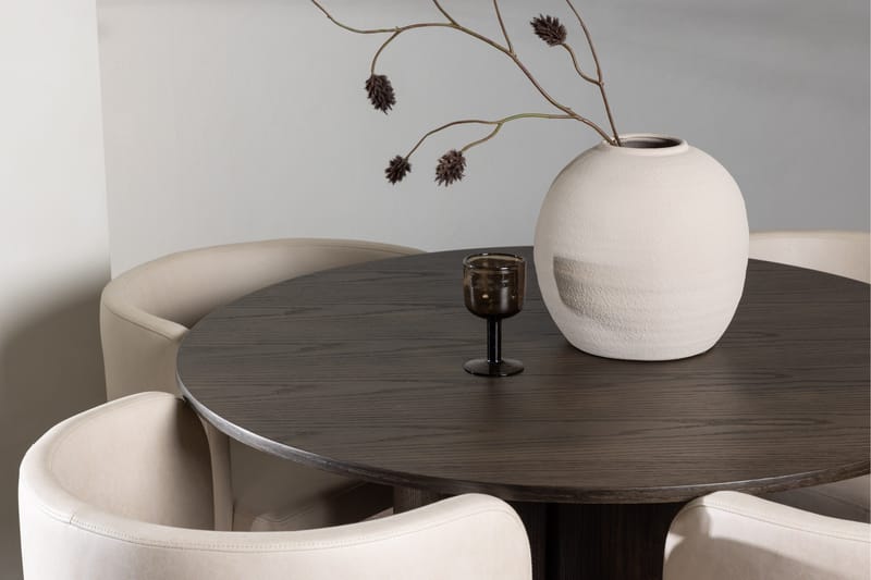 Ruokailuryhmä Olivia 110 cm Pyöreä 4 Simrishamn Tuolia - Beige - Huonekalut - Pöytä & ruokailuryhmä - Ruokailuryhmä