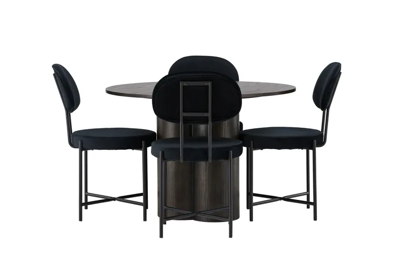 Ruokailuryhmä Olivia 110 cm Pyöreä 4 Stella Tuolia, Musta