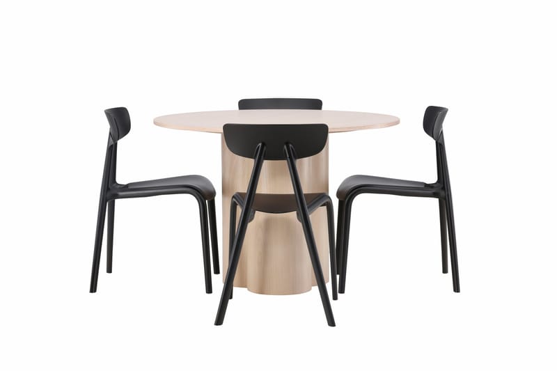 Ruokailuryhmä Olivia 110 cm Pyöreä 4 Ursholmen Tuolia, Whitewash