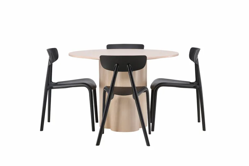 Ruokailuryhmä Olivia 110 cm Pyöreä 4 Ursholmen Tuolia, Whitewash