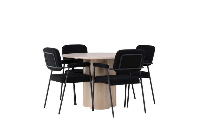 Ruokailuryhmä Olivia 110 cm Pyöreä 4 Yesterday Tuolia - Whitewash - Huonekalut - Pöytä & ruokailuryhmä - Ruokailuryhmä