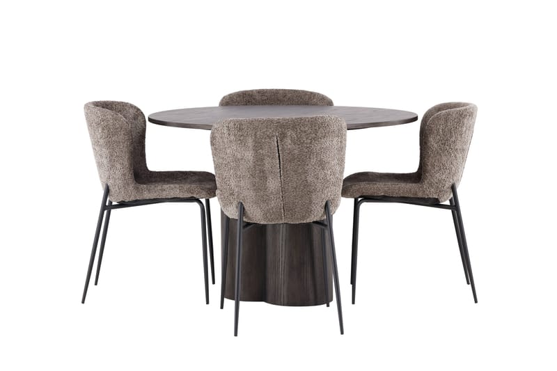Ruokailuryhmä Olivia 110 cm Pyöreä 4 Modesto Tuolia - Beige - Huonekalut - Pöytä & ruokailuryhmä - Ruokailuryhmä