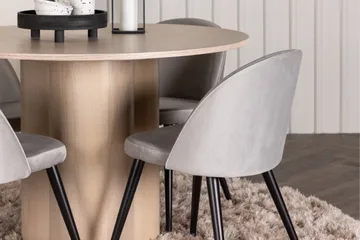 Ruokailuryhmä Olivia 110 cm Pyöreä 4 Velvet Tuolia - Whitewash - Huonekalut - Pöytä & ruokailuryhmä - Ruokailuryhmä