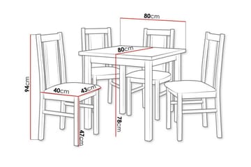 Patrickswell neliönmuotoinen ruokailuryhmä 80x80 cm – Ruokapöytä ja 4 puista ruokatuolia, joissa on verhoiltu selkänoja - Valkoinen|Harmaanruskea - Huonekalut - Pöytä & ruokailuryhmä - Ruokailuryhmä