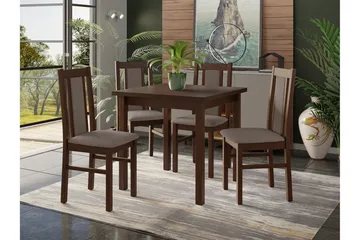 Patrickswell neliönmuotoinen ruokailuryhmä 80x80 cm – Ruokapöytä ja 4 puista ruokatuolia, joissa on verhoiltu selkänoja - Tummanruskea|Harmaanruskea - Huonekalut - Pöytä & ruokailuryhmä - Ruokailuryhmä