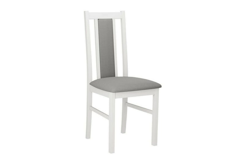 Patrickswell neliönmuotoinen ruokailuryhmä 80x80 cm – Ruokapöytä ja 4 puista ruokatuolia, joissa on verhoiltu selkänoja - Valkoinen|Harmaa - Huonekalut - Pöytä & ruokailuryhmä - Ruokailuryhmä