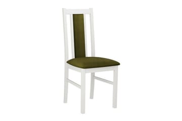 Patrickswell neliönmuotoinen ruokailuryhmä 80x80 cm – Ruokapöytä ja 4 puista ruokatuolia, joissa on verhoiltu selkänoja - Valkoinen|Oliivinvihreä - Huonekalut - Pöytä & ruokailuryhmä - Ruokailuryhmä