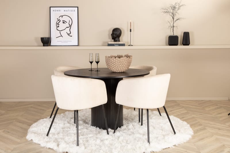 Pyöreä Bianca Ruokapöytä 4 kpl Berit Ruokatuolia, undefined