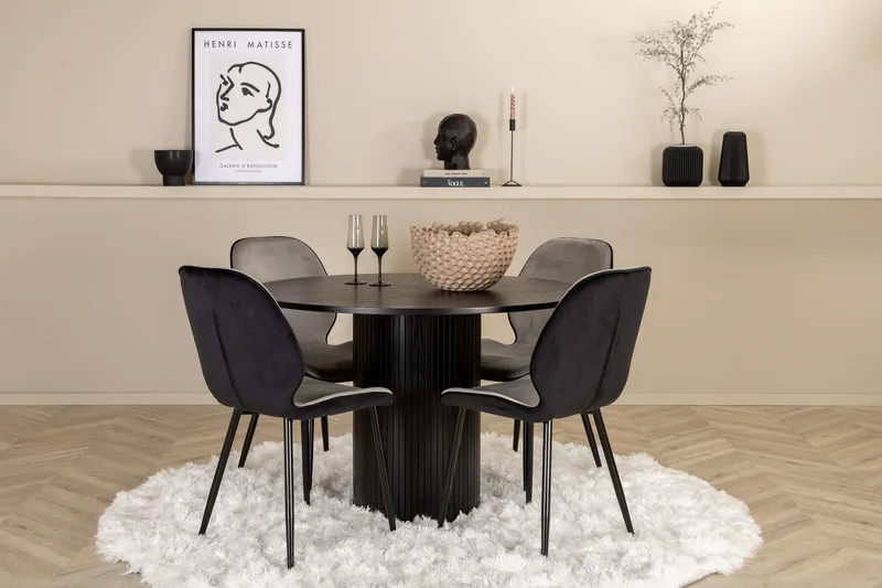 Pyöreä Bianca Ruokapöytä 4 kpl Emma Ruokatuolia, undefined