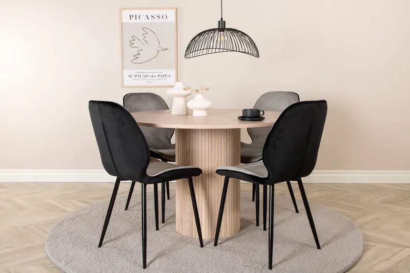 Pyöreä Bianca Ruokapöytä 4 kpl Emma Ruokatuolia, undefined