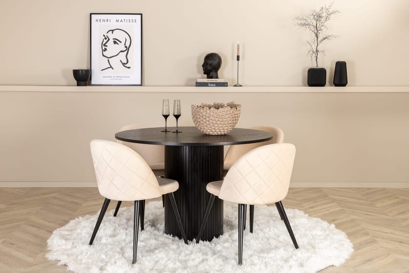 Pyöreä Bianca Ruokapöytä 4 kpl Velvet Ruokatuolia, undefined
