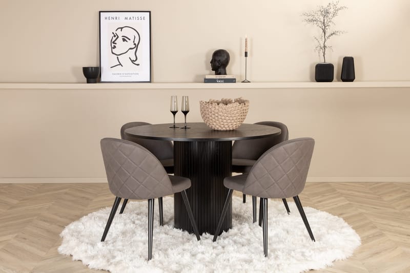 Pyöreä Bianca Ruokapöytä 4 kpl Velvet Ruokatuolia, undefined