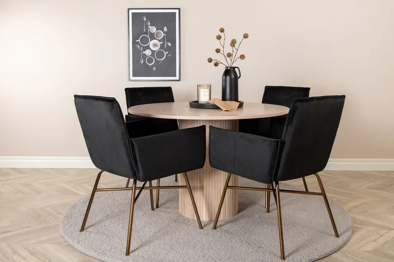 Pyöreä Bianca Ruokapöytä 4 kpl Pippi Ruokatuolia, undefined