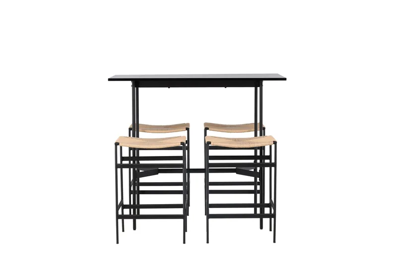 Ruokailuryhmä Rax 120 cm Suorakulmainen 4 Polly Tuolia, Musta