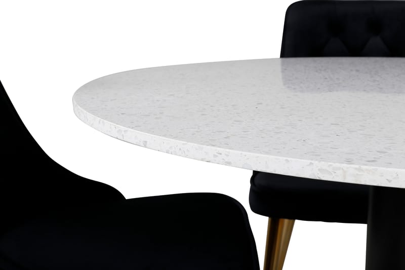 Ruokailuryhmä Razzia 106 cm Pyöreä 4 Velvet Deluxe Tuolia - Musta/Kulta - Huonekalut - Pöytä & ruokailuryhmä - Ruokailuryhmä