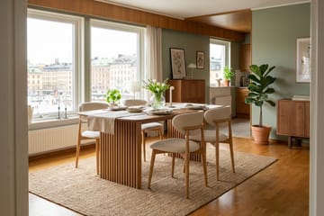 Richeto ruokailuryhmä 180 cm Tammi 4 Molly ruokatuolilla - Tammi/Beige - Huonekalut - Pöytä & ruokailuryhmä - Ruokailuryhmä