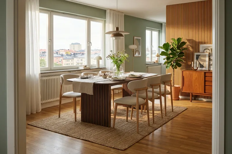 Richeto ruokailuryhmä 210 cm Tammi 6 Molly ruokatuolilla - Tammi/Beige - Huonekalut - Pöytä & ruokailuryhmä - Ruokailuryhmä