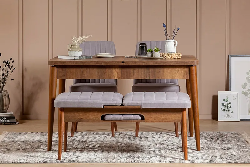 Ruokailuryhmä 4 osaa Orrest 75 cm, Pähkinä