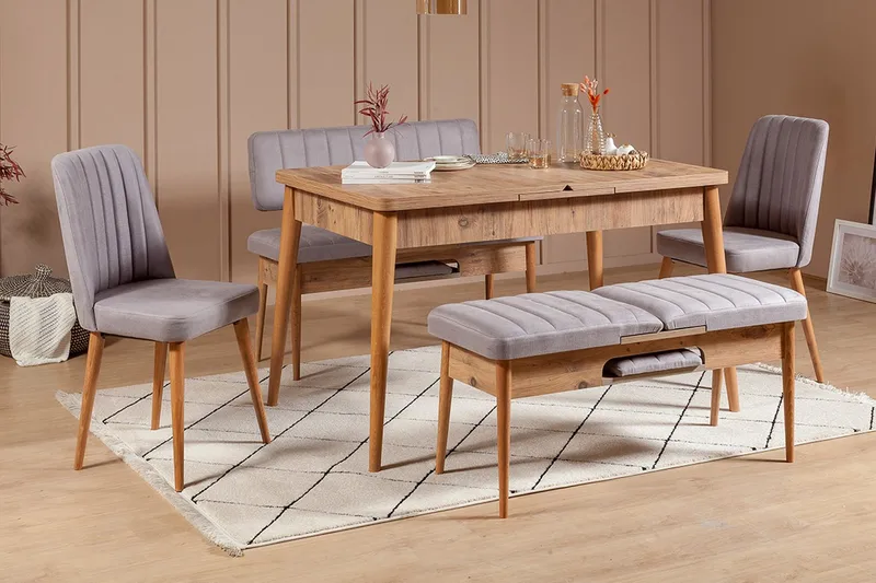 Ruokailuryhmä 5 osaa Orrest 75 cm, Puu/Luonnonväri